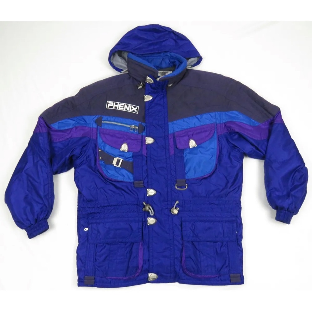 Vintage 90s Phenix Insulated Snowboard Ski Mens Hooded Full Zip Snap Jacket M